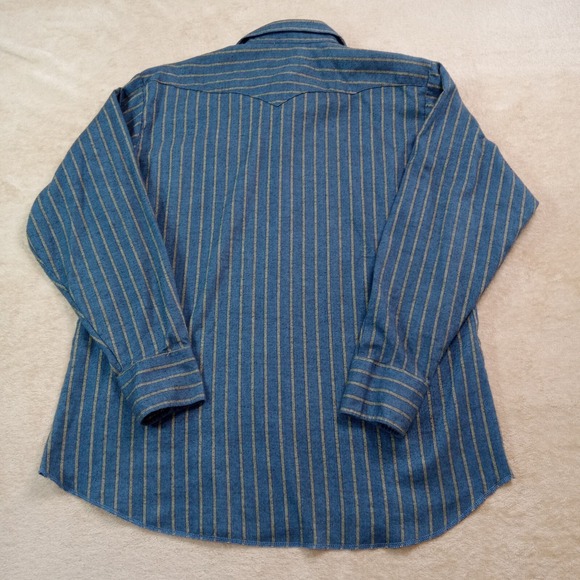 Panhandle Slim Vintage USA Flannel Pearl Snap Long Sleeve Shirt Men's 17.5X36 Bl - Picture 3 of 7